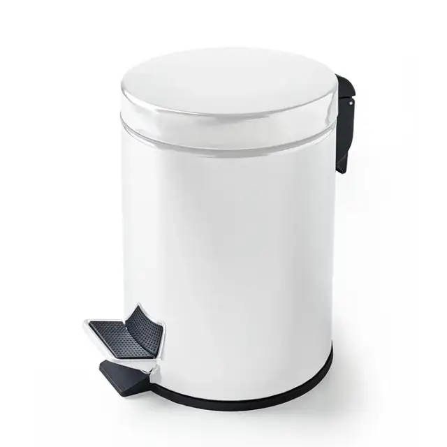 3SC Hotel Ведро 5 л. 22,5x33,5xh30,5 см, с педалью, с крышкой и механизмом softclose, из нерж.стали, цвет: белый матовый