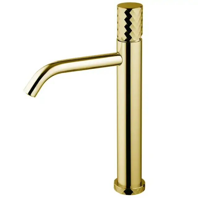 Fima Carlo Frattini Spillo Tech Смеситель для раковины, на 1 отв., высокий, XS, с донным клапаном, цвет: золото