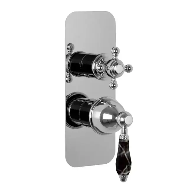 Fima Carlo Frattini Herend Смеситель для душа, встраиваемый, на 2/3 выхода, черные ручки, цвет: хром