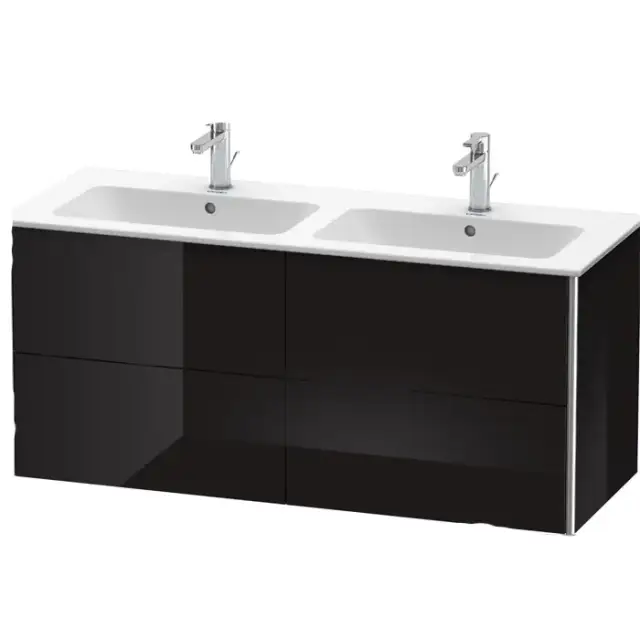 Duravit XSquare Тумба подвесная, 128х47.8х56см, с раковиной и 4 выдв ящиками, цвет: черный глянцевый
