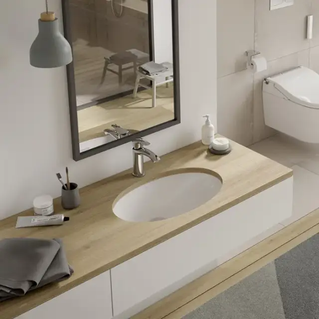 TOTO WU Раковина 59&times;38&times;20.7см., без отв., встраиваемая снизу, с переливом, цвет: белый