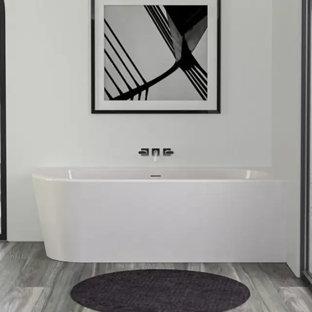 Knief Wall Corner Left Ванна акриловая в правый угол 180x80x60см, щелевой перелив SLOT (черный матовый), цвет: белый