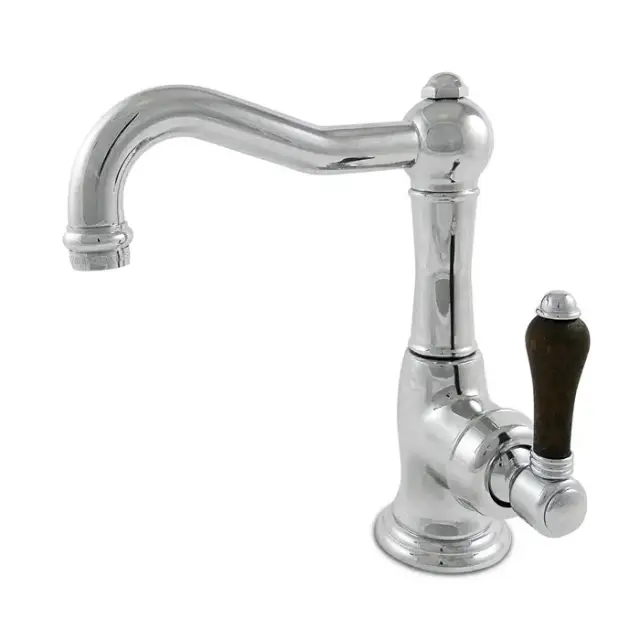 Nicolazzi Forest Смеситель для раковины однорычажный, с донным клапаном, ручки дерево, цвет: хром