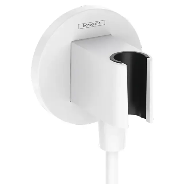 Hansgrohe FixFit S Шланговое подсоединение с держателем ручного душа, настенный, цвет: белый матовый