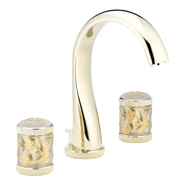 THG Hirondelles Gold Stamped Смеситель для раковины, 3 отв., цвет: Soft gold