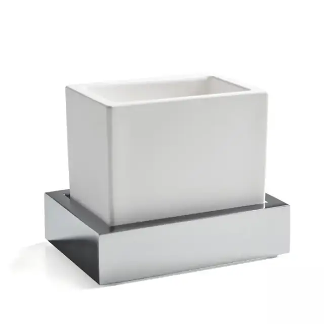 3SC SK 3.0 Стакан настольный из белого композита 12хh10x9 см, цвет: хром