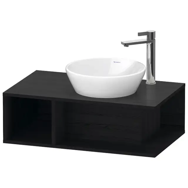 Duravit D-Neo Тумбочка подвесная компакт 80x48х26 см., раковина, 1 открытое отделение на левой стороне, цвет: Black Oak
