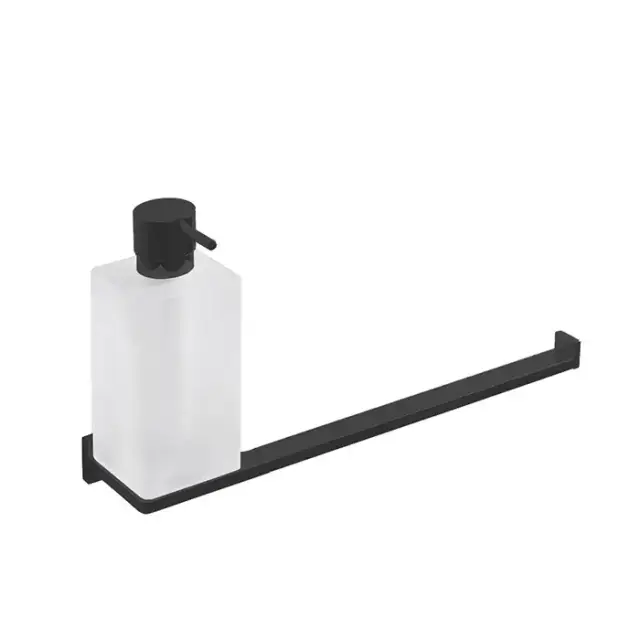 Colombo Look Дозатор для жидкого мыла с полотенцедержателем, подвесной, цвет: чёрный матовый/матовое стекло