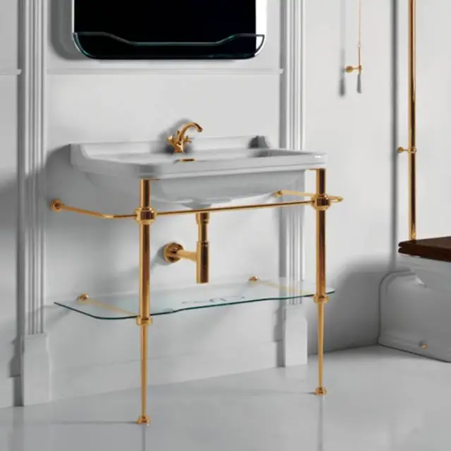 Kerasan Waldorf Консоль с раковиной 100х55см, на 1 отв, напольная, цвет: консоли: oro (золото)