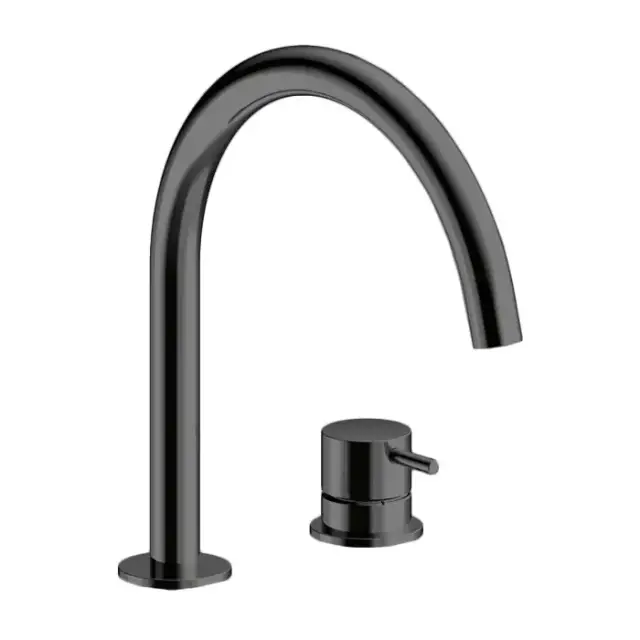 Almar Mixers Смеситель для раковины, 2 отв., без донного клапана, цвет: черный металл брашированный PVD