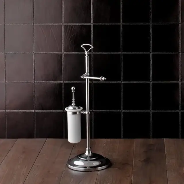 Devon&Devon Single бумагодержатель и ерш. 71см., напольной подставке, цвет: хром