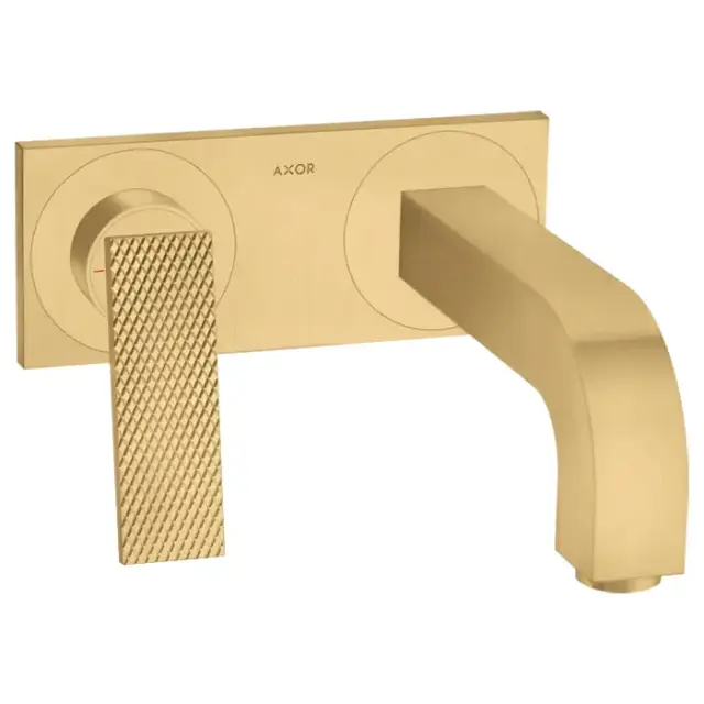 Axor Citterio Смеситель для раковины, встраиваемый, излив: 22см, с панелью, текстура, цвет: шлифованное золото