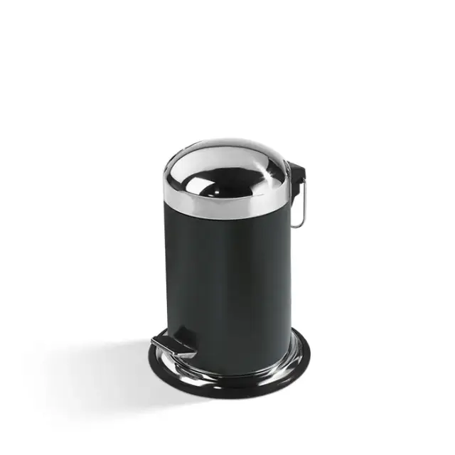 Decor Walther TE 30 Ведро 17xh31см, с педалью и крышкой, напольное, цвет: черный / сталь полированная