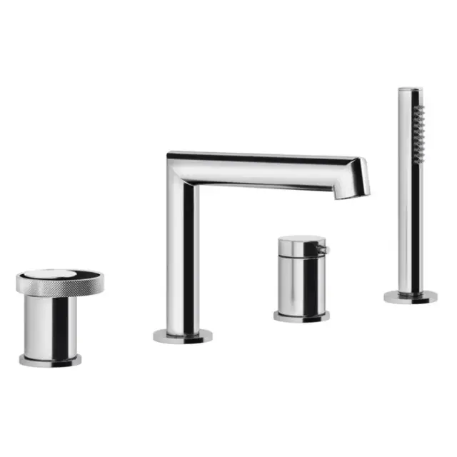 Gessi Anello Смеситель для ванны на 4 отверстия: излив, девиатор, шланг, лейка, цвет: хром