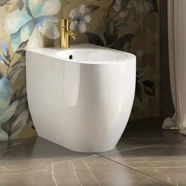 Kerasan Flo биде напольное приставное 55х37см, с 1 отв., цвет: белый