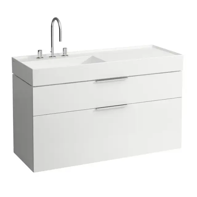 Laufen Kartell Тумба с раковиной, 119х45.5х61.5см, с 2 выдвиж. ящиками, с сифоном, подвесная, покрытие LLC, цвет: белый глянцевый