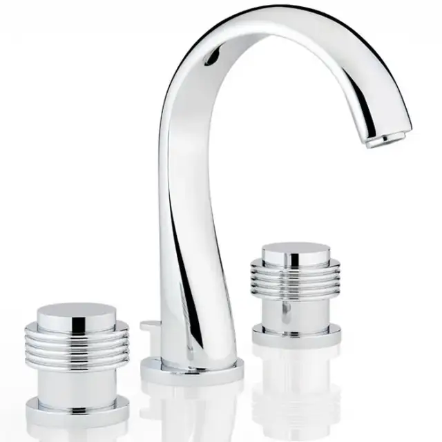 THG Diplomate grooved rings Смеситель для раковины на 3 отверстия, с донным клапаном, цвет: хром