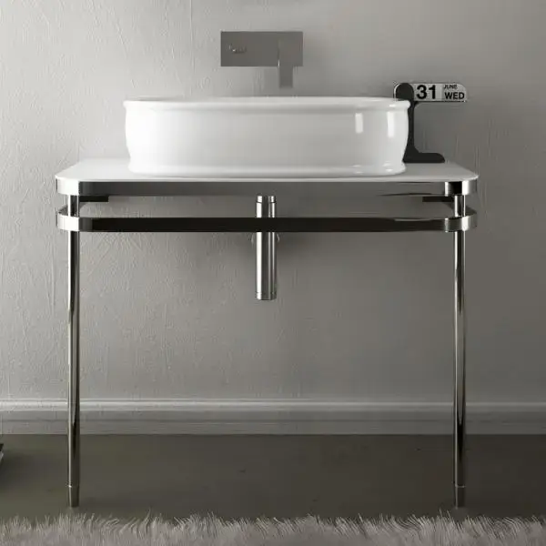 Artceram AZULEY Металлическая структура под раковину, напольная, с верхним глянцевым топом цвет белый, цвет хром