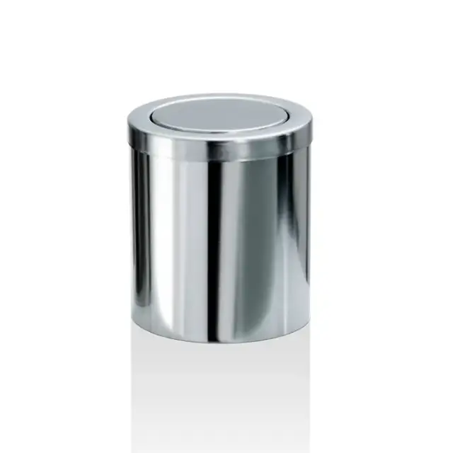Decor Walther DW 1240 Корзина для бумаги 14.5xh16см, с крышкой, напольная цвет: сталь полированная