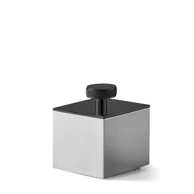 3SC Metal Quadra Баночка универсальная, 7х7хh8см, с крышкой, настольная, цвет: черный матовый