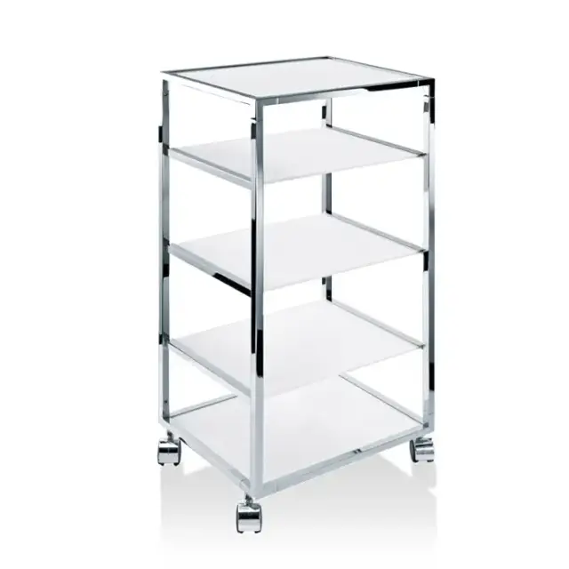 Decor Walther RW 2 Стеллаж передвижной 38x30x80см, стекло прозрачное, напольный, цвет: хром