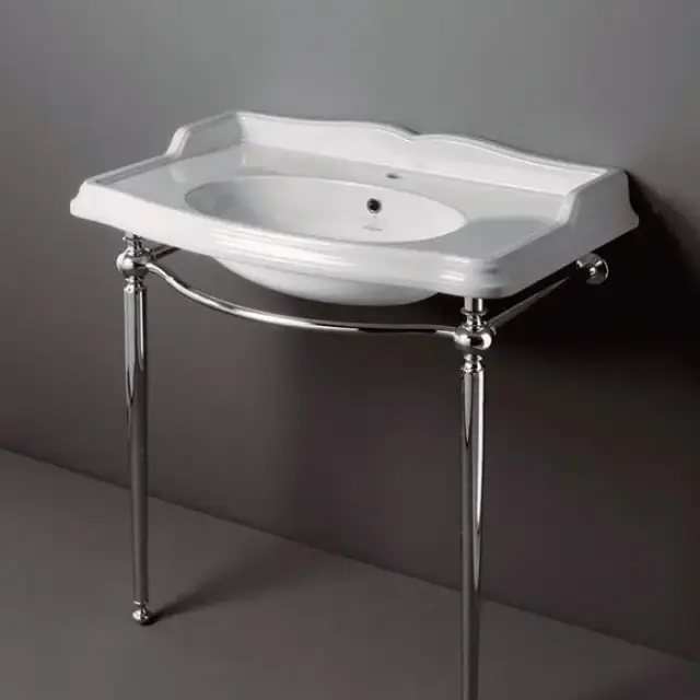 SIMAS Arcade Консоль 90х41.5см, c белой раковиной на 1 отв., напольная, цвет: консоли cromo