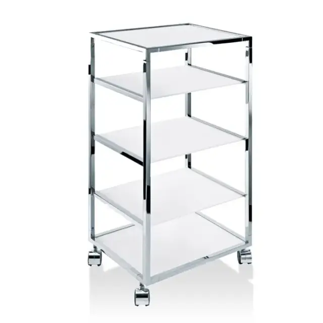 Decor Walther RW 2 Стеллаж передвижной 38x30x80см, стекло матовое, напольный, цвет: хром