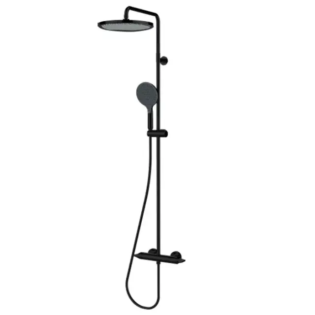 Bossini Apice Стойка для душа с термостатическим смесителем, верхним душем &Oslash;280 мм., ручным душем и шлангом 1500 мм., цвет: черный матовый