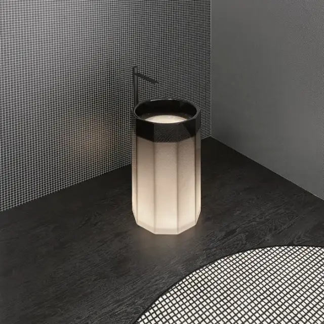 Antonio Lupi Vitreo Раковина напольная &Oslash;50х85см, с подсветкой LED, слив в пол, Cristalmood, пьедестал матовый, цвет: Fume