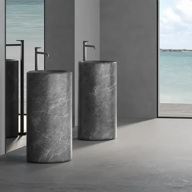 Dea Design Marble Genoa Раковина 40х40х90см., напольная, без отв., мрамор, цвет: Italian Grey