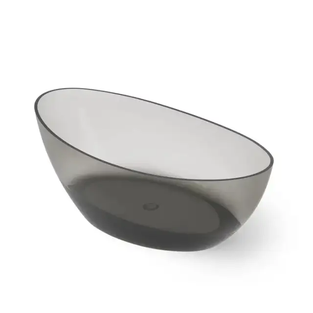 Dea Design Elegant Ванна 180x90x62см., отдельностоящая, Glasstech, прозрачная смола, цвет: Smoky Black R4