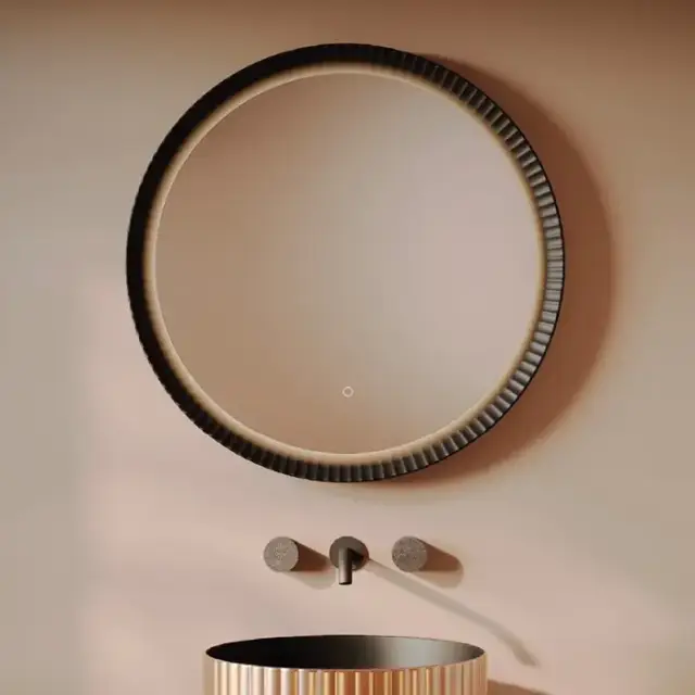 Artceram Зеркало Lord &Oslash;76 см в керамической раме с LED-подсветкой и сенсорным выключателем, цвет: черный матовый
