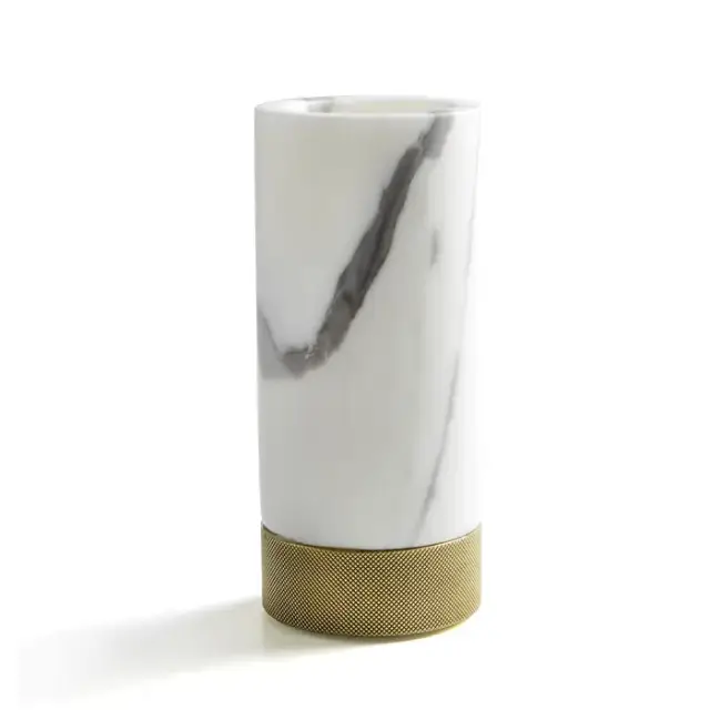 3SC Apuana 2.0 Стакан настольный d6,5хh15 см, цвет: мрамор White Statuario/латунь сатинированная матовая