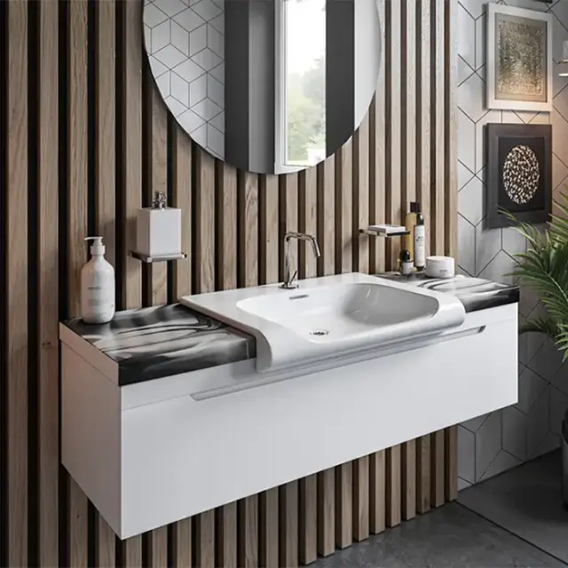 Kerasan Inka Project Тумба подвесная 120см, с раковиной, цвет: белый глянцевый