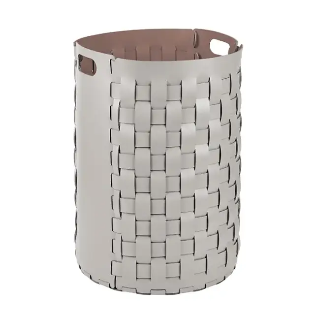 ADJ Круглая корзина для белья Bottega, D40xH57 см., цвет: устричный/пепельная роза