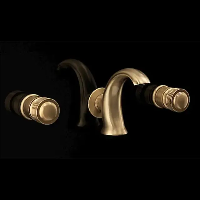 Devon&Devon Excelsior Royal Смеситель для раковины на три отверстия для настенного монтажа, цвет: античная латунь