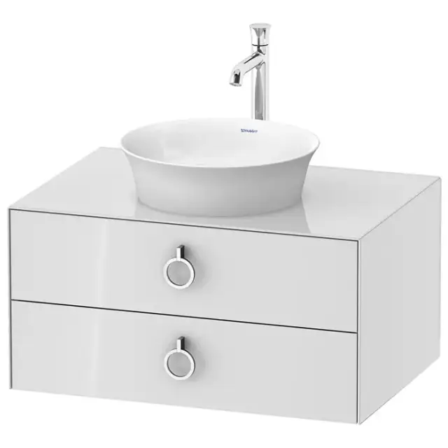 Duravit White Tulip Тумбочка подвесная 80x55х40.8см., раковина, 2 ящика с ручкой, цвет: белый высокоглянцевый