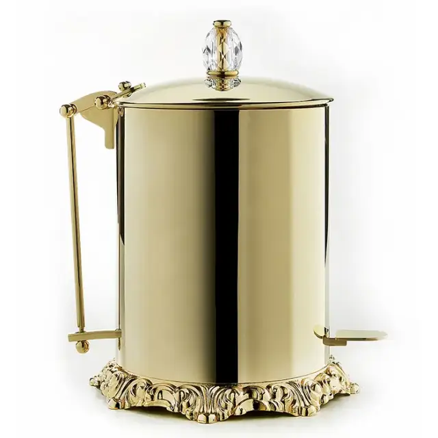 3SC Bally Ведро с крышкой, педалью, soft close, ручка Swarovski, цвет: золото 24к. opaco