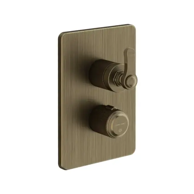 Gessi Venti20 Смеситель для душа, встраиваемый, термостатический, с переключателем на 2 положения, внешняя часть, цвет: Antique Brass