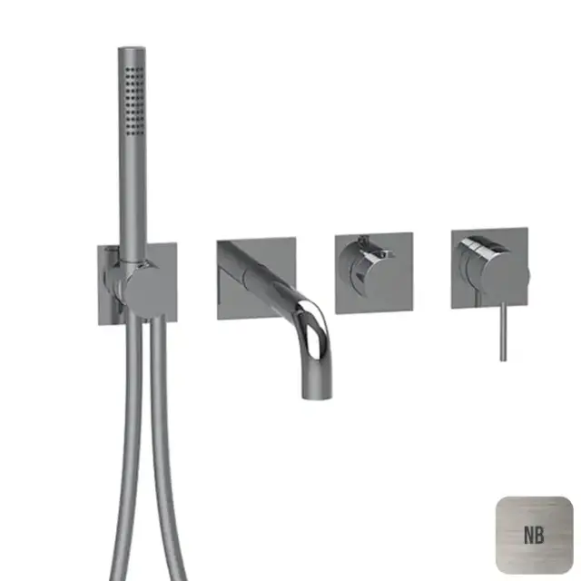 Almar Смеситель для ванны, встраиваемый, на 2-3 потребителя, с ручным душем, цвет: Nichel Brushed