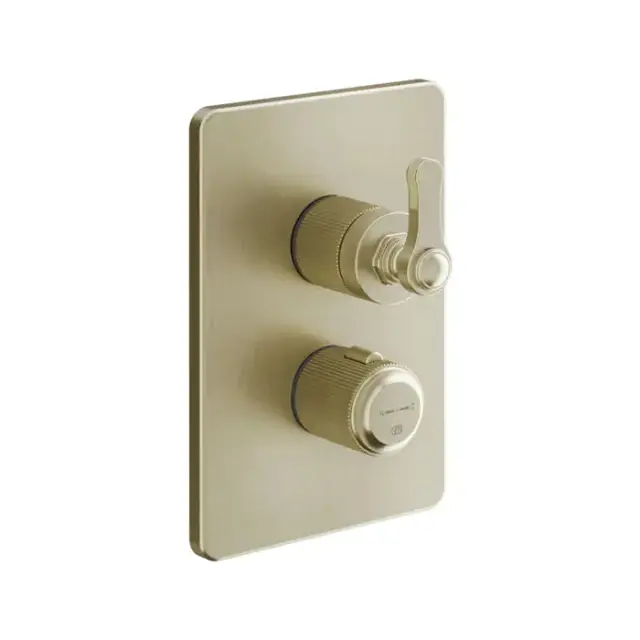 Gessi Venti20 Смеситель для душа, встраиваемый, термостатический, с переключателем на 3 положения, внешняя часть, цвет: Brushed Brass PVD