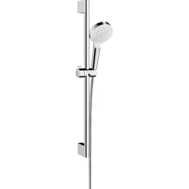 Hansgrohe Crometta Vario Unica Душевой набор: штанга 650mm, ручной душ, 2jet (Rain, IntenseRain), EcoSmart, шланг, цвет: белый/хром