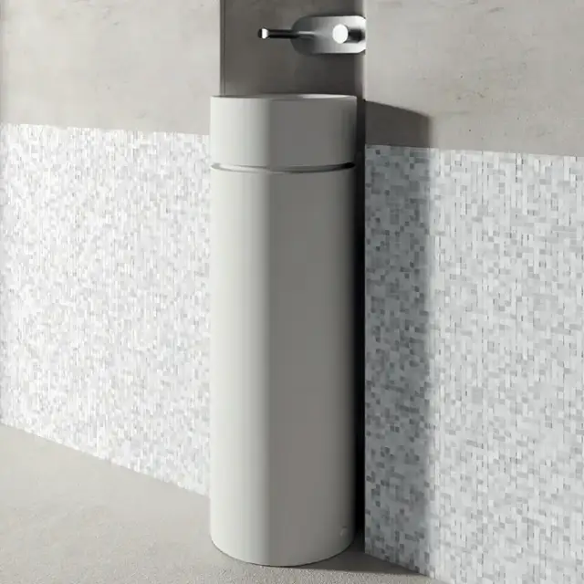 Kerasan Oke Раковина круглая 30см, на пьедестале, без отв., цвет: белый матовый