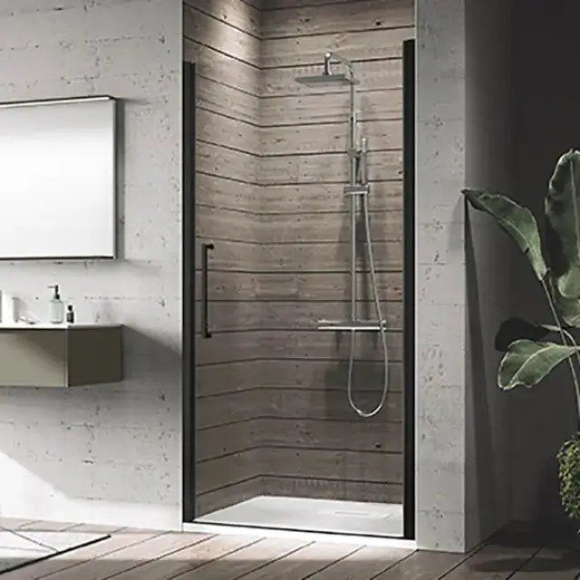 Novellini Young Душевая дверь/дверь для угла правая/левая 97-101х200см., для ниши, распашная, стекло, цвет: черный