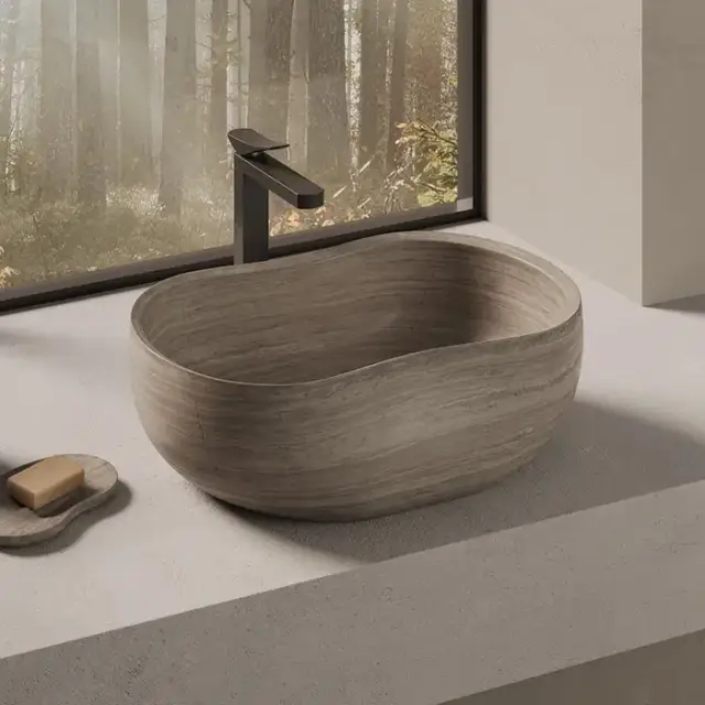 Dea Design Marble Forli Раковина 56х38х18см., накладная, без отв., мрамор, цвет: Stone Silk