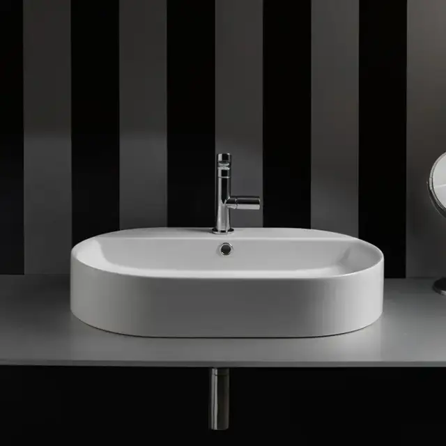 Kerasan Ciotola Раковина-чаша 65х40х12 см, 1 отв., с переливом, цвет: белый матовый