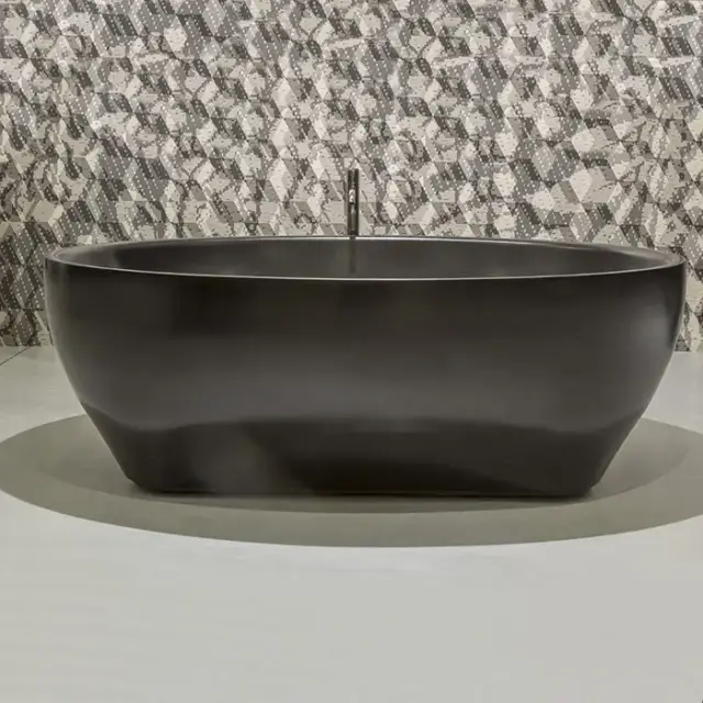 Antonio Lupi Solidea Ванна отдельностоящая 210х130х50 см из натурального камня, цвет: Nero Marquinia