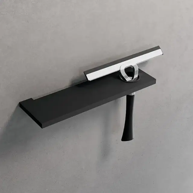 Novellini Kuadra Полка 30х9.7см., с держателем для стеклоочистителя, цвет: черный матовый