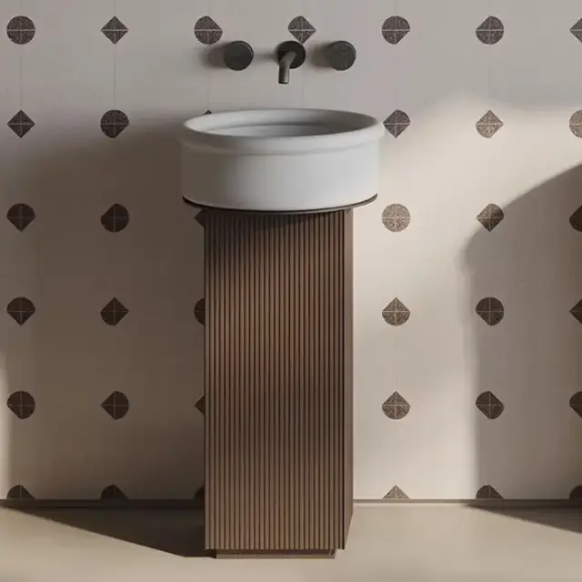 Artceram Mono Тумба напольная &Oslash;39хh72 см для настольных раковин c одной дверцей, хромирой слив в комплекте, цвет: moka