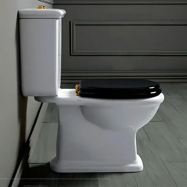 SIMAS Lante Унитаз моноблок 70.5х38.5см, с вертикальным сливом с бачком с кнопкой смыва, фурнитура золото, цвет: белый